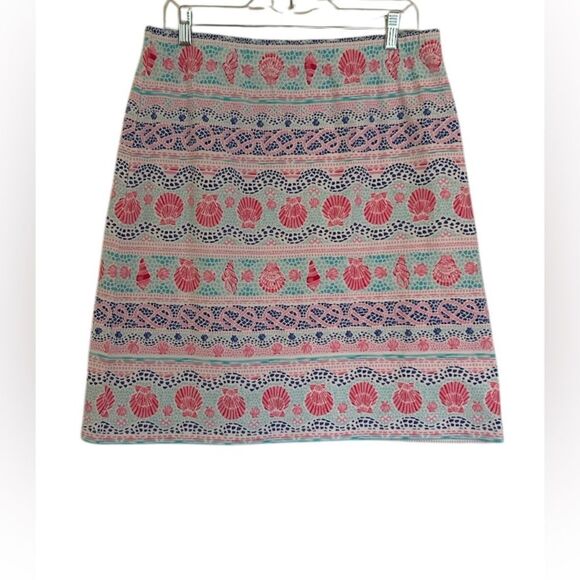 Talbots Pastel Pull-On Mini Skirt Seashell Cotton Blend Size Large NEW - Picture 1 of 8